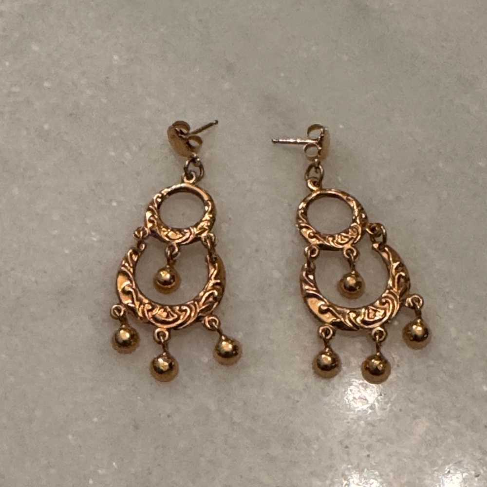 Elegant Vintage Gold Egyptian Style Chandelier Dangle Earrings
